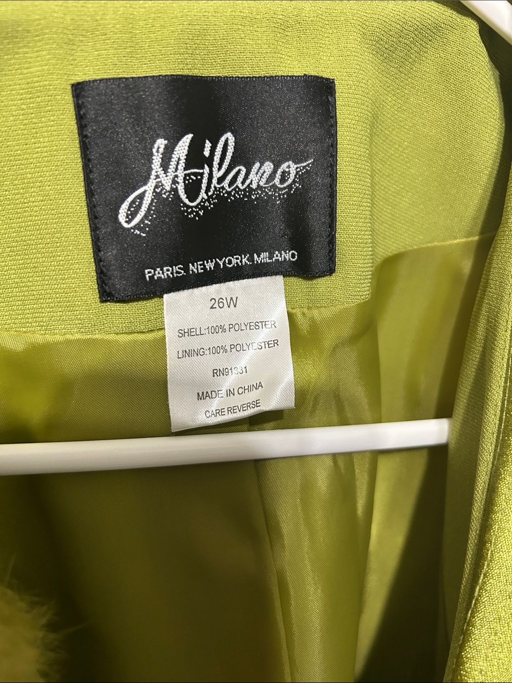 Milano Chartreuse Women's  Set Blazer with Satin Trim and Pom Accents and Skirt - Picture 5 of 10
